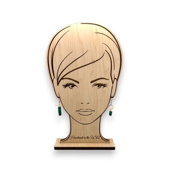 Malachite Heishi Mismatched Earrings Gold Plated - Picture 4 of 12